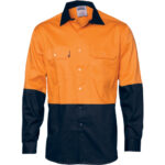 3832 - DNC HiVis Two Tone Cotton Drill Shirt,Long Sleeve