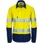 3986 -  DNC Ladies Hi-Vis Two Tone Cool-Breeze Cotton Shirt with 3M R/Tape,Long Sleeve 