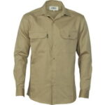 3202 - DNC Khaki Long Sleeve Cotton Drill Work Shirt