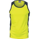 3842 - Cool Breathe Action Singlet - Yellow/Navy